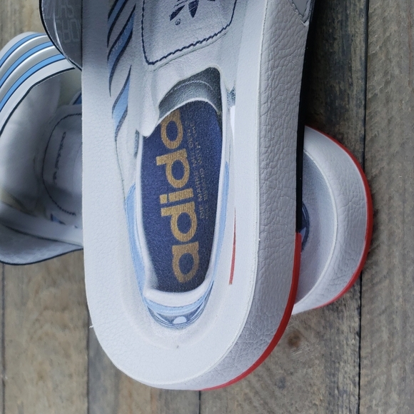 adidas adilette Premium Men's Slides Sandals Grey/Blue/Red - Picture 8 of 8